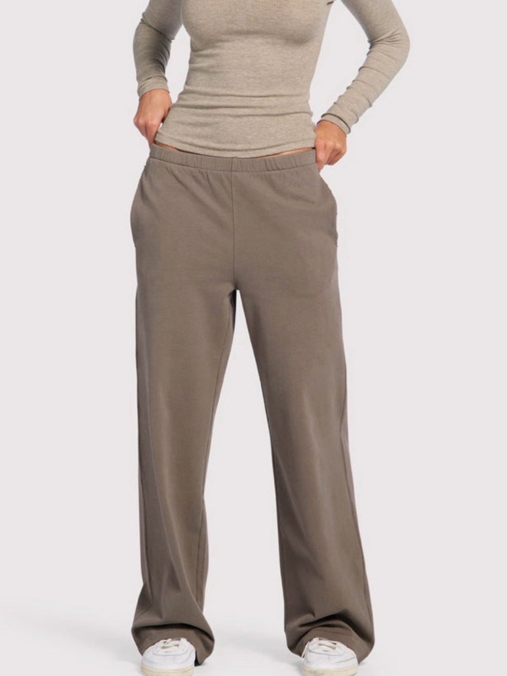 NUUDS Everyday Pants Wide-Leg Casual Lounge Pants in Cocoa
